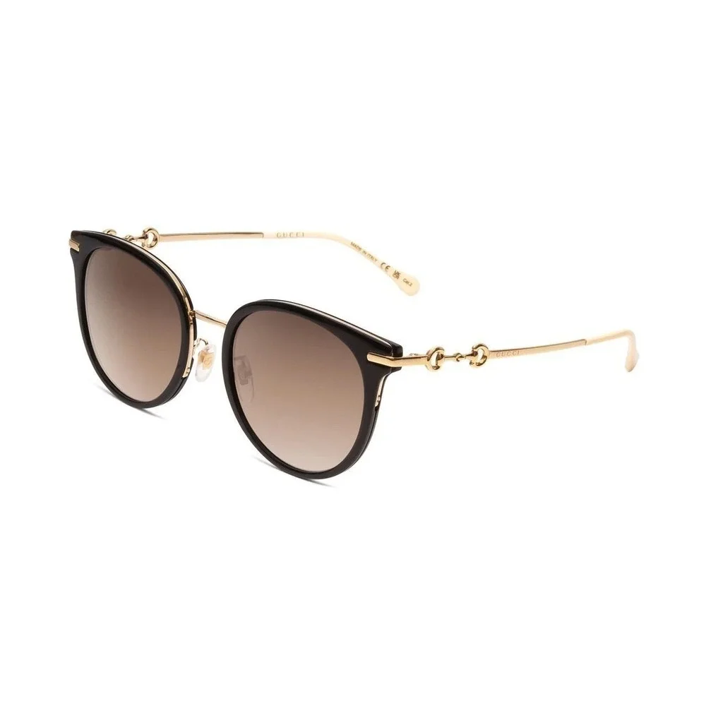 NWT Gucci GG1015SK-004-56 Black Gold Cat Eye 56mm Sunglasses